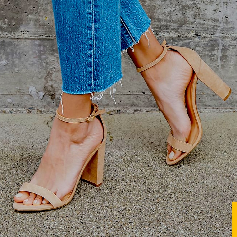 Taylor Natural Suede Ankle Strap Heels. Worn once for my bridal shower.